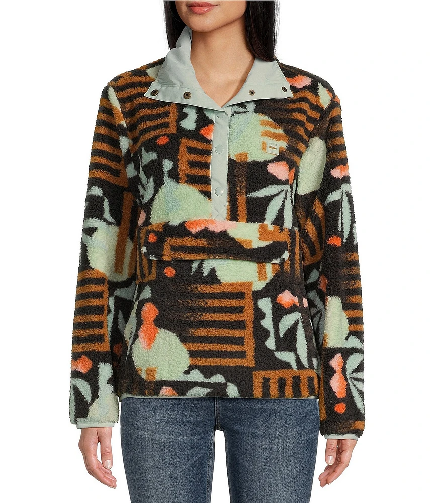 Billabong Switchback Printed Sherpa Button Front Pullover Sweatshirt