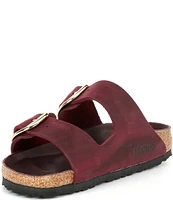 Birkenstock Women's Arizona Oiled Leather Big Buckle Detail Slide Sandals