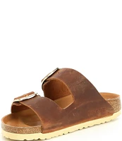 Birkenstock Women's Arizona Oiled Leather Big Buckle Detail Slide Sandals