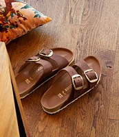 Birkenstock Women's Arizona Oiled Leather Big Buckle Detail Slide Sandals