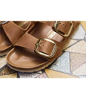 Birkenstock Women's Arizona Oiled Leather Big Buckle Detail Slide Sandals