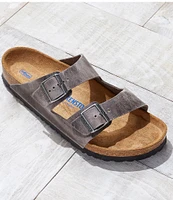 Birkenstock Men's Arizona Oiled Leather Soft Footbed Slip-On Sandals