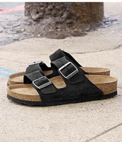 Birkenstock Men's Arizona Oiled Leather Soft Footbed Slip-On Sandals