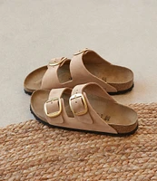 Birkenstock Women's Arizona Suede Nubuck Big Buckle Detail Slide Sandals