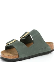 Birkenstock Women's Arizona Suede Nubuck Big Buckle Detail Slide Sandals