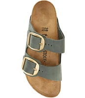 Birkenstock Women's Arizona Suede Nubuck Big Buckle Detail Slide Sandals