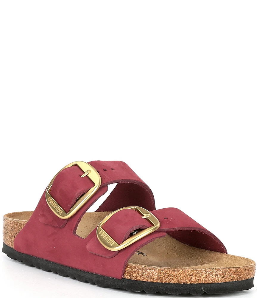 Birkenstock Women's Arizona Suede Nubuck Big Buckle Detail Slide Sandals