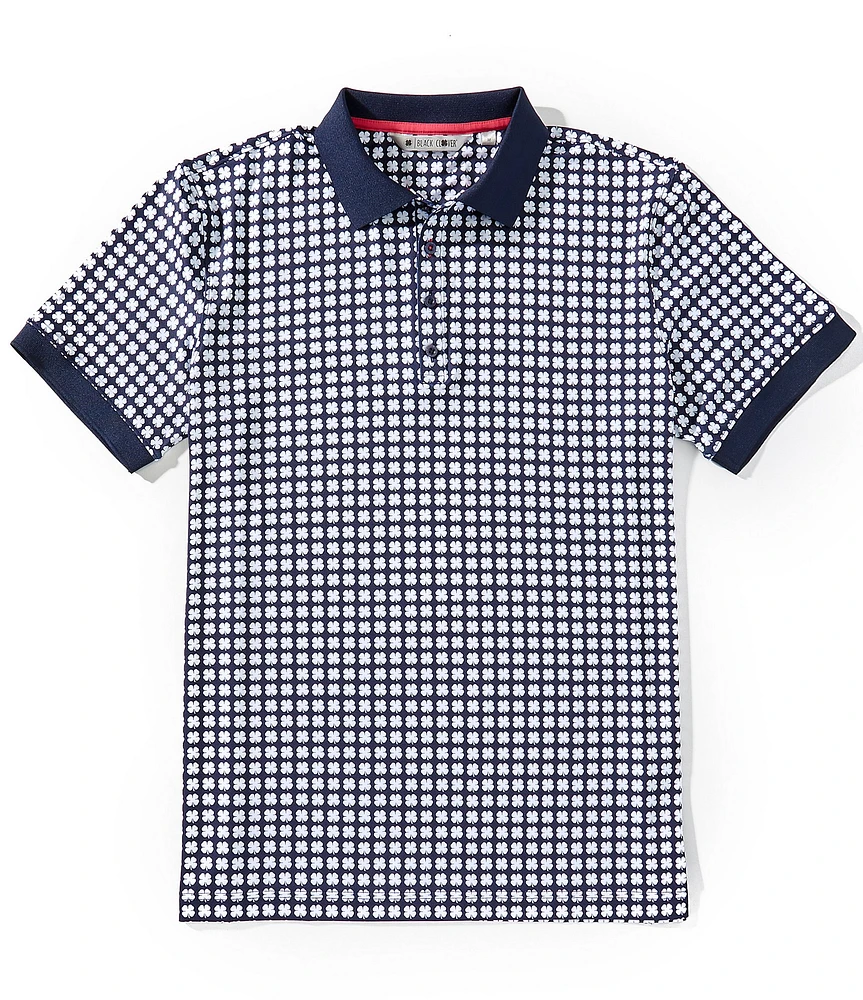BLACK CLOVER Clover Patch Short Sleeve Polo Shirt