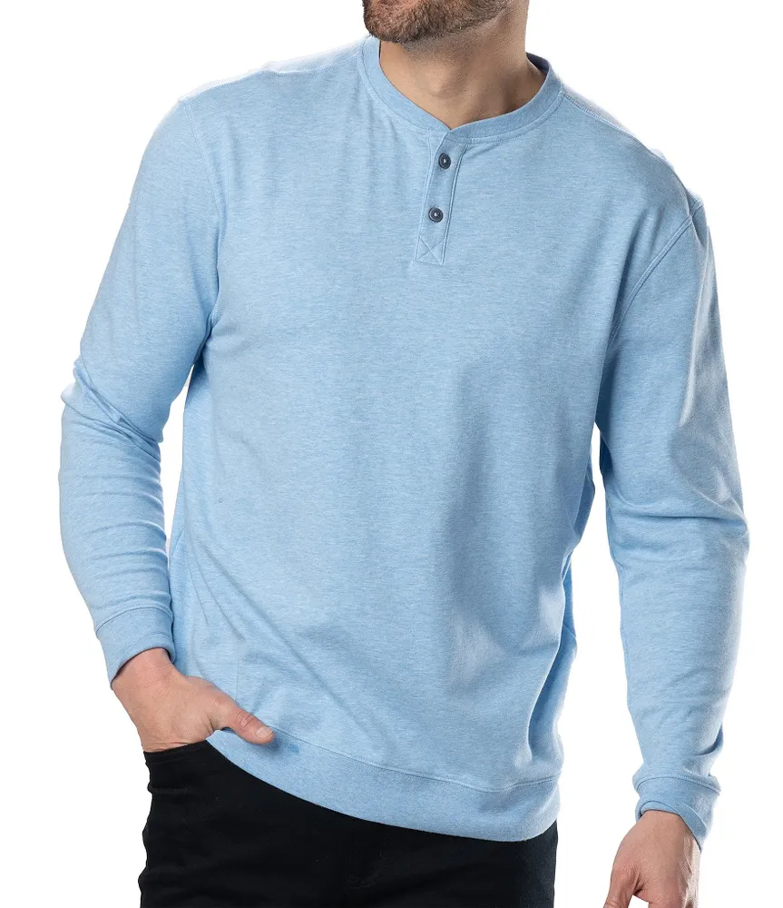 BLACK CLOVER Long Sleeve Henley Maddox Crew Neck Pullover