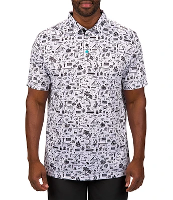 BLACK CLOVER Vacation Nation Short Sleeve Printed Polo Shirt