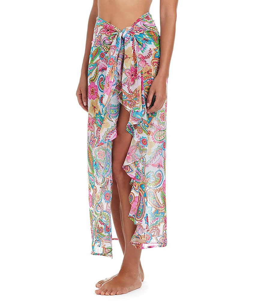 Bleu Rod Beattie All Set For Summer Ruffle Trim Sarong Swim Cover-Up