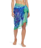 Bleu Rod Beattie Dessert Bloom Floral Chiffon Tie Side Pareo Swim Cover-Up