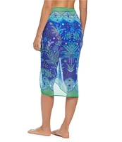 Bleu Rod Beattie Dessert Bloom Floral Chiffon Tie Side Pareo Swim Cover-Up