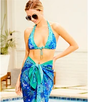 Bleu Rod Beattie Dessert Bloom Floral Chiffon Tie Side Pareo Swim Cover-Up