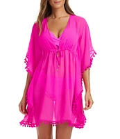 Bleu Rod Beattie Gypset Chiffon V-Neck Caftan Swim Cover Up