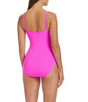 Bleu Rod Beattie Kore Shirred Bandeau Underwire Tank One Piece Ruched Swimsuit