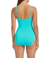 Bleu Rod Beattie Kore Shirred Bandeau Underwire Tank One Piece Ruched Swimsuit