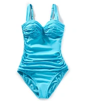 Bleu Rod Beattie Kore Shirred Bandeau Underwire Tank One Piece Ruched Swimsuit
