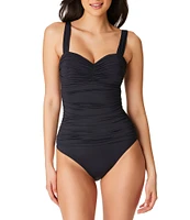 Bleu Rod Beattie Kore Shirred Bandeau Underwire Tank One Piece Ruched Swimsuit