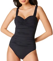 Bleu Rod Beattie Kore Shirred Bandeau Underwire Tank One Piece Ruched Swimsuit