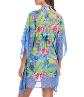 Bleu Rod Beattie Let's Get Away Chiffon Plunge Neck Caftan Swim Cover-Up