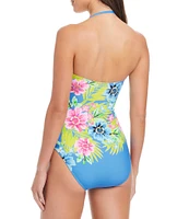 Bleu Rod Beattie Let's Get Away Sweetheart Neck Shirred Bandeau One Piece Swimsuit