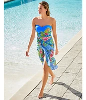 Bleu Rod Beattie Let's Get Away Sweetheart Neck Shirred Bandeau One Piece Swimsuit
