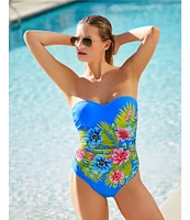 Bleu Rod Beattie Let's Get Away Sweetheart Neck Shirred Bandeau One Piece Swimsuit