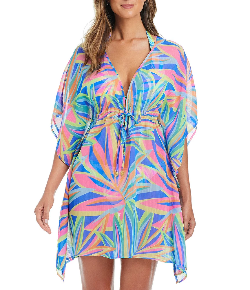 Bleu Rod Beattie On The Bright Side Chiffon Plunge Neck Caftan Swim Cover-Up