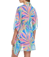 Bleu Rod Beattie On The Bright Side Chiffon Plunge Neck Caftan Swim Cover-Up