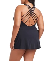 Bleu Rod Beattie Plus Size Don't Mesh With Me Cross-Back Swim Dress