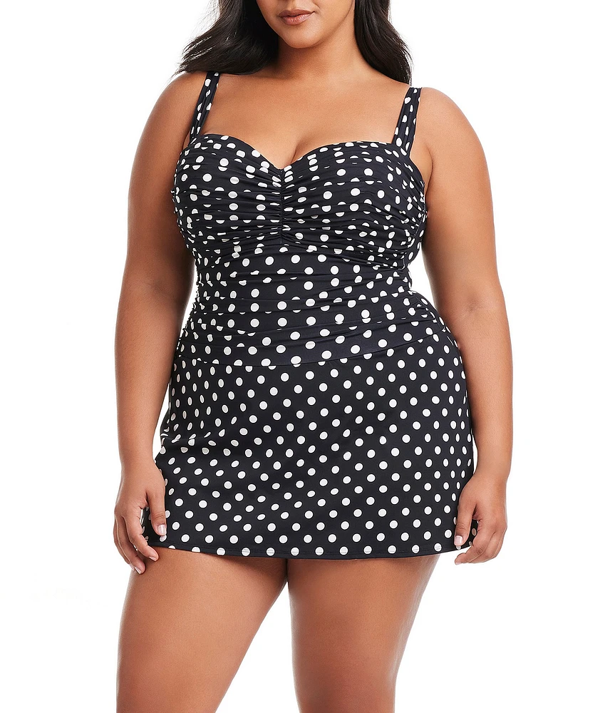 Bleu Rod Beattie Plus Size Double Trouble Sweetheart Neck Shirred Underwire Swim Dress One Piece Swimsuit