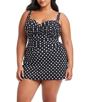 Bleu Rod Beattie Plus Size Double Trouble Sweetheart Neck Shirred Underwire Swim Dress One Piece Swimsuit