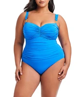 Bleu Rod Beattie Plus Size Life's A Beach Underwire Shirred Bandeau One Piece Swimsuit