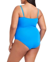 Bleu Rod Beattie Plus Size Life's A Beach Underwire Shirred Bandeau One Piece Swimsuit