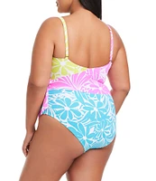 Bleu Rod Beattie Plus Size Sock It To Me Surplice V-Neck Side Knot One Piece Swimsuit