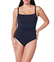 Bleu Rod Beattie Solid Kore Scoop Neck Side Shirred Underwire One Piece Swimsuit