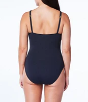 Bleu Rod Beattie Solid Kore Scoop Neck Side Shirred Underwire One Piece Swimsuit