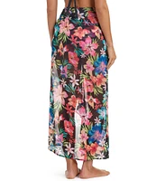 Bleu Rod Beattie Sweet Escape Floral Print Ruffle Sarong Swim Cover-Up