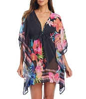 Bleu Rod Beattie Sweet Escape Floral V-Neck Caftan Swim Cover-Up