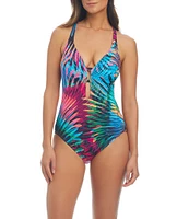 Bleu Rod Beattie Wild Thing Plunge Neck Open X-Back One Piece Swimsuit