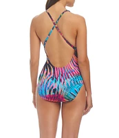 Bleu Rod Beattie Wild Thing Plunge Neck Open X-Back One Piece Swimsuit