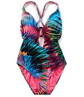 Bleu Rod Beattie Wild Thing Plunge Neck Open X-Back One Piece Swimsuit