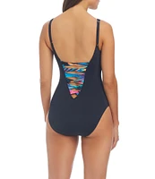 Bleu Rod Beattie Wild Thing Plunge Over The Shoulder Lace Back One Piece Swimsuit