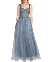 Blondie Nites Embellished Mesh Sweetheart Neckline Corset Ballgown
