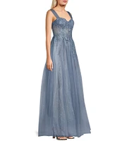 Blondie Nites Embellished Mesh Sweetheart Neckline Corset Ballgown
