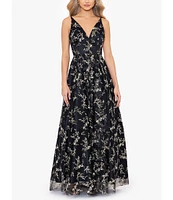 Blondie Nites Glitter Pattern Lace-Up Back With Cut-Out Ball Gown