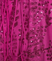Blondie Nites Glitter Scoop Neck Illusion Corset Bodice Dress