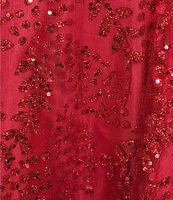 Blondie Nites Glitter Scoop Neck Illusion Corset Bodice Dress