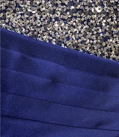 Blondie Nites Sateen Embellished Side Sash Front Slit Gown